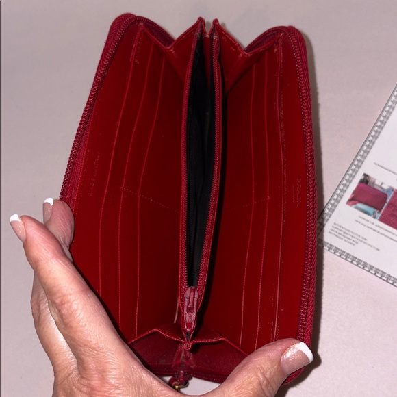 Prada Saffiano Leather long zip around wallet RED AUTHENTIC W/COA Vintage - Picture 10 of 17